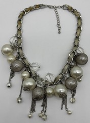 Vintage “Cha Cha” Necklace Cluster Runway Statement Silver-Tone Dangling Baubles