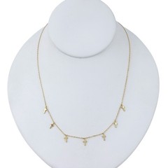 Vintage Gold-Tone Sterling Silver 925 Dangle Cross Chain Necklace 16″-18″