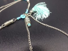 Lane Southwestern 30 in. Necklace Silver Tone Faux Turquoise Vintage