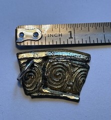 Viking Celtic Gilded Copper Curved Scroll Charm Pendant COA 022645 silver