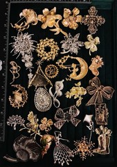 30pc Statement Brooch Pin Lot Rhinestone Enamel Floral Fairy Bow