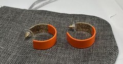 Vikki Carr Estate Orange Hoop Earrings Certificate Of Authenticity 1 Inch