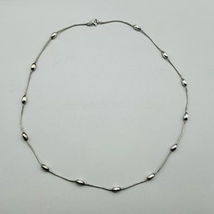 Sterling Oval Bead Stations Necklace From Italy 18” Vintage KC