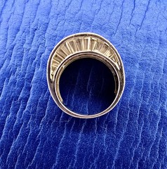 Vintage Two-Tone 925 Sterling Silver Chocolate Pavé & Baguette Dome Ring — AS-IS