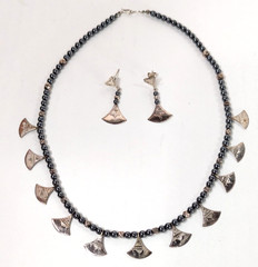 Sterling Silver Tuareg Berber Bead Necklace & Earrings African Tribal Jewelry