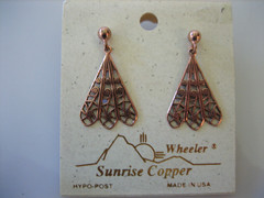 Wheeler Sunrise Copper Filigree Dangle Triangle Earrings