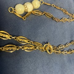 Antique Mother of Pearl Carved Pendant Beaded Strand Necklace – 29in