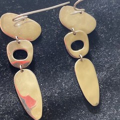 Pierced Earrings Mobile Articulated Mod Sterling 2 1/4” Signed RLM Studio