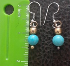 Vintage JTV Blue Howlite Gemstone Beaded Dangle Earrings