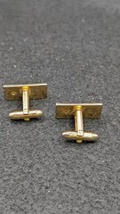 Vintage Speidel Gold Tone Rectangular Cufflinks With Rhinstone Clear