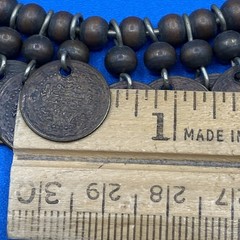 NECKLACE vintage 1960s 1970s old Coins tribal hoop metal wire ring Etruscan 16″