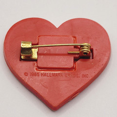 10 Heart Brooch Pins Various Materials Vintage 1980s to 1990s Colorful Whimsical