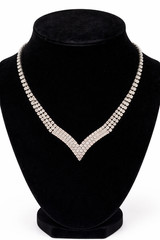 Antique Art Deco Silver Tone Multi Layer Rhinestone Collar Statement Necklace