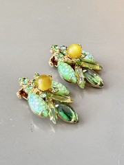 Vintage Verified JULIANA BOOK SET Green Art Glass Necklace Bracelet Brooch Ear