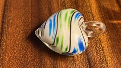 Vintage Murano Venetian Blue Green White Striped Heart Shaped Pendant