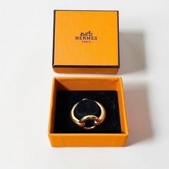 HERMES Mors Horse Bit Gold Scarf Ring 20mm with Box