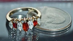 14k yellow gold size 4 ring 0.90ct garnet natural diamond pyramid 3.0gr N3074E