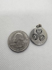 Vintage Sterling Silver Triple Heart Symbol Pendant Modern Artisan Design 6g