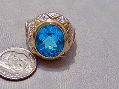 NEW 11 CARAT LONDON SWISS BLUE MINED OVAL CUT TOPAZ STERLING RING SIZE 8 RING