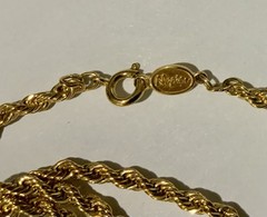 VTG SIGNED NAPIER TWISTED ROPE CHAIN NECKLACE GOLD TONE 28” SPRING RING CLASP