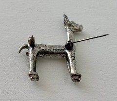 Alva Studios Llama Alpaca Brooch Pin Folk Art Silver Plated Pewter Vintage