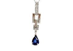 Art Deco Sapphire Pendant Necklace 2.65ct Platinum Original 1920’s-1930’s