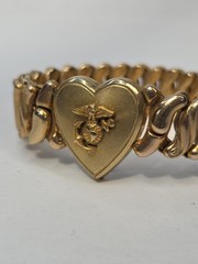 Vintage Marine Logo On Heart Expandable Sweetheart Bracelet Gold Tone