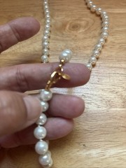 Vintage WLIND 14K Gold Electroplate Clasp Faux Pearl Necklace 21”