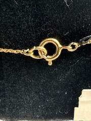 Vintage Signed TRIFARI Gold Tone Diamond Rhinestone Black Stone 17” Necklace