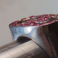 Bold 925 Sterling Silver Geometric CD Logo Revolution Ruby Signet Ring Heavy 11g