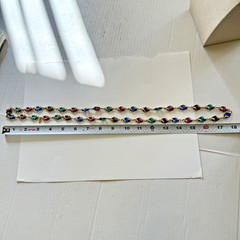 Vintage Swarovski Swan Signed Caged Multicolor Glass Gold Plated Necklace 36”