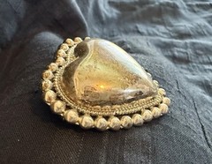 Chic Vintage 925 Sterling Silver CII Mexico Beaded Puffy Heart Brooch Old Pawn