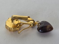 Vintage American Legion Auxiliary Clip On Earrings Dangle Heart