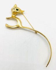 Huge ULTRA CRAFT 6 inch Modernist Cat Brooch Rhinestones Signed Vintage Jewelry