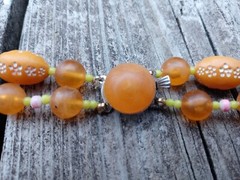 VTG 1960’s Costume Necklace 2 Strand Floral Beaded Metal Safety Latch Hong Kong