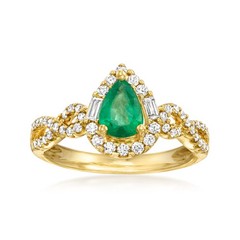 Vint Emerald Rng w Diamonds in 14k Gold Size 6.5