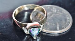14k yellow gold sz-7.5 ring 1.12ct Mystic treated topaz diamond 4.3gr N2341E