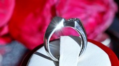 14k white gold sz 2.5 ring 0.32ct natural diamond treated sapphire vintage 4.55g