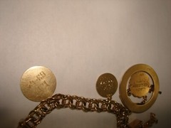 Vintage 14K Gold 8 Pc Charms Ruby Enamel Jewish Judaica Moses Hanukah Bracelet
