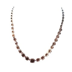 Vintage JC 925 Sterling Silver Smoky Quartz Tennis Necklace Thailand