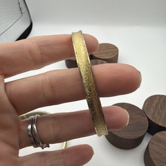 Vintage Gold Tone Bangle Bracelet Lot Hinged Push Clasp & Solid Slip-On Pair