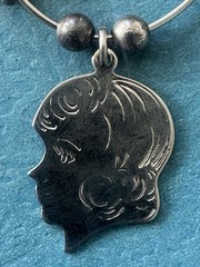 ANTIQUE 1920-1930 ART DECO .925 STERLING SILVER 7 CHARM PENDANT