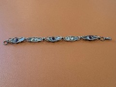 Vtg Antique Gold on Sterling Silver Bracelet w/ Faceted Purple Glass or Stones