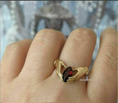 1.00 Ct Marquise Cut Red Garnet Solitaire Engagement Ring 14K Yellow Gold Finish