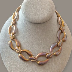 Vintage Multi-chrome Pink Silver Gold Necklace Choker