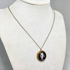 Vintage Wedgwood Black & White Jasperware Fairy Angel Necklace & Earrings Set