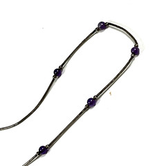 Liquid Silver Amethyst Bead Choker Necklace 17 inches Southwest Style