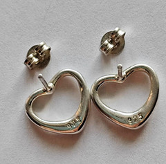 Vintage 925 Sterling Silver Open Heart Stud Earrings 1.8g Women’s Jewelry