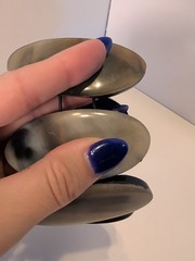 Vintage Polished Buffalo Horn Oval Panel Stretch Bracelet Chunky Bangle
