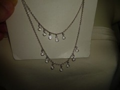 LAUREN CONRAD LC LAYER SILVER TONE CHAIN w CLEAR CRYSTAL DROPS NECKLACE #7/15A
